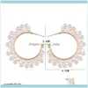 JEADYRYBOHO Symulowane Pearl Hoop Kolczyki dla kobiet ręcznie splot kryształowe koraliki koreańskie oświadczenie biżuteria panna młoda ślub hie dostawa 2021