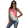 Summer Tie-dye O-neck Sleeveless Tshirt Women Plus Size Fashions Off Shoulder Tops Streetwear Tee Shirt Femme 210608