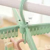 Laundry Bags 360 Degree Rotation Plastic Racks Hangers Clothes Underwear Socks 52 Clips Drying Rack Home Tools Supplies Blue