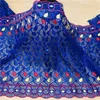 African riche brode Latest fashion embroidery bazin fabric with net lace 5 yards HL062702 T200817