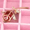 Pins, Broches Hoge kwaliteit Glas Crystal Luxe Rode Rose Bloem voor Vrouwen of Bruiloft Lente Zomer Design 2 Kleuren Beschikbaar Gift