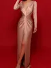 Seksowna suknia zaręczynowa V Szyja Rucha z długim rękawem satyna formalna suknia imprezowa vestidos fiesta szat de soiree 2021541183