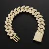 Män hiphop halsband kubansk länk kedja 1618202224Inch kubik zirkoniumsten designer halsband mens 789 tum armband 14k guld1729196889143