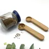 Durable Wood Spoon with Bag Clip Ground Tea Coffee Bean Scoop Portable Bags Seal Powder Measuring Tools C0429