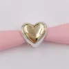 925 Sterling Silver Estetiska Smycken Pandora 14K Domed Golden Heart Charm Anklets Gulliga DIY Armband Göra Kvinnor Tonårsflickor Halsband Bangle 799415c00