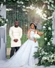 2021 плюс размер арабский арабский ASO EBI роскошные кружевные кристаллы свадебное платье Sheer шеи с длинными рукавами из бисера A-Line Bridal платья платья ZJ066