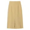 Heliar Women Solid Aline High Waist 여성 Bodycon 우아한 분할 Midi Plain Office Lady Skirts Summer 210306