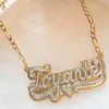 KristenCo Double argent personnalisé chaîne gourmette nom ras de cou collier plaque signalétique