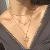 Baiser femme à la mode multicouche pendentif collier pour femmes mode soleil étoile or perle colliers ras du cou 2021 tendance bijoux