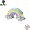 قوس قزح الخرز bisaer 925 فضة المينا rainbow سحر الخرز صالح المرأة أساور الفضة 925 مجوهرات Q0531