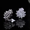Designer Flower Shape Stunning Cubic Zirconia Crystal Women Ear Clip on Earrings Without Piercing CZ196 210714