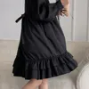 Vestidos casuais vestido de estilo lolita preto Mulheres de moda escura gótica de manga longa solta A-line tie decoração de gravata borboleta outono feminino