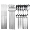 24Pcs Gold Dinnerware Mirror Cutlery Set Tableware 304 Stainless Steel Western Silverware Kitchen Knife Spoon Fork Dinner Sets ST1129