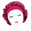 Dodatkowa Duża Satynowa jedwabista czapka Sleep z Premium Elastyczna opaska dla kobiet Solid Color Head Wrap Hondional Nightcap Night Hat