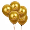 Goud zilver ballon eid mubarak brief gedrukt ronde latex ballon 10 inch gelukkige eid ballonnen islamitische eid mubarak decoratie