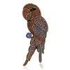 Pins, Brooches Parrot Brooch Pin Crystal Rhinestone Metal Animal Bird Women Fashion Jewelry Garment Accessory