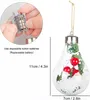 LED Transparent Christmas Ornament Tree Pendant Plastic Bulb Ball Home Decor Birthday Gift New Year Gifts Lights Hanging Clear Decoration for Xmas Party Indoor