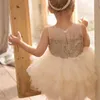 Blumenmädchenkleider bestickter flauschiger Rock Prinzessin für Party Hochzeit Babykleidung 0–8 Jahre HM001 210610