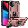 Custodia per telefono con armatura ibrida Custodie per cover posteriore per iPhone14 13 12 mini Car Metal Finger Bracket cavalletto Custodia antiurto anticaduta