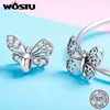 Wostu New Fashion 925 Sterling Silver Pärlor Butterfly Charm Fit Original Armband Hänge För Kvinnor Smycken Tillbehör CTC062 Q0531