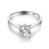 Z Certyfikatem 18k Białe Gold Pierścienie dla Kobiet 2.0CT Round Cut Cyrkonia Diament Solitaire Pierścionek Ślubny Zespół Ślubny Bridal X0715