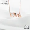 PrinSis Echt 925 Sterling Silber Mode Süße Romantische Liebe Herz CZ Halskette Für Frauen Hochzeit Valentinstag Schmuck DP038 Q0531