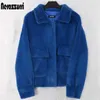 Nerazzurri Spring Purple Blue Korte Light Soft Faux Bontjas Dames Lange Mouw Zakken Fall Korean Fashion Furry Jacket 211007