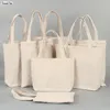 Förvaringspåsar Vit / Svart Casual Bag Canvas Handväska Unisex Tote Julklapp påse Återanvändbar Bomull Bär Daglig användning Resor