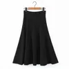 Aelegantmis, faldas largas negras con volantes para oficina para mujer, faldas largas lisas de cintura alta para primavera, moda coreana elegante OL 210607