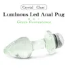 NXY Anal Plug Glow-in-Dark Glass Buttplug / Dildo Vibrator / Sexleksaker För Kvinnor Masturbator Butt S Tail Vuxen Varor Cosplay1215