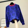 Mode Vrouwen Trui Warm Cartoon Cat Jacquard Jumper Lange mouw Knitwear Herfst Winter Vrouwelijke Casual Pullover Gebreide Tops