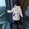 Fashion Brand Shiny Girls Light-Reflecting Jacket Winter Hoodies Letter Print Children's Clothing High Quality Outerwear 4-14Yrs 211027