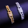 Stonefans Hip Hop Miami Cuban Link Bracelet Braccialetto Iced Out Lettera per le donne Bling Baguette Lettera Braccialetto A-Z Iniziali Jewlery 220210