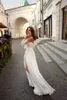 Abiti da sposa sexy a linea A da spiaggia taglie forti Abito da sposa bohémien in pizzo a cuore Abito da sposa boho con spacco alto sul lato Abiti da sposa personalizzati