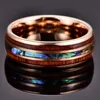 Ringos de cluster Bonlavie 8mm Hawaiian Koa Wood e abalone tungsten carbide Bandas de casamento para homens conforto ajuste tamanho 4 a 17