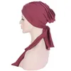 Beanie/Skull Caps European och American Fashion Bandage Street Shooting Hedging Bright Silk Sticked Fabric Poue Pleated Long Tail Hat de de