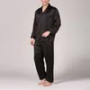 Oeak Mens Fashion Spring and Summer Classic SatinPajamaセット2ピース新しいソリッドカラー長袖シャツスパントカジュアルスリープウェアT200813