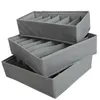 Tiroirs de rangement 3 pièces/ensemble organisateurs de tiroirs pliables boîte étui pour soutien-gorge cravates sous-vêtements chaussettes écharpe gris