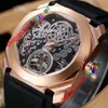 Moda 4 styl Octo Finissimo Tourbillon 102719 Szkieletowy automatyczny męski zegarek Rose Gume Guma Pasek Wysokiej jakości Nowy Watche268a