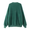 Toppies Winter Sweater Cardigan Women Faux Fur Knitted Sweater Button Green Cardigan Warm Tops 211215