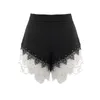 DEAT Summer Fashion Clothes Women High Waist Embroidered Flares Patchwork Lace Loose Feminina Sexy Short Pants 210301