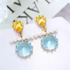 XIUMEIYIZU géométrique perles de verre goutte d'eau zircone bijoux breloques de luxe femmes boucles d'oreilles de fête de mariage