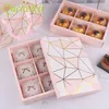 8 Grids Candy Cookie Dessert Packaging Boxes 5Pcs Kraft Paper Macaron Chocolate Biscuit Boxes Gifts Wedding Supply