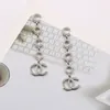 18K pozłacane luksusowa marka projektanci litery Stud dynda Hoop geometryczne znane kobiety długie kolczyk okrągły kryształ Rhinestone perła łańcuszek kolczyk biżuteria ślubna