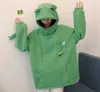 Springtime Embroidery Frog Sweghirt Shirt Shirt Men and Women's Harajuku Warm Pullover Womens Corean Hoodie 211006