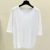 M-4XL plus size sexy scava fuori maglione da donna pullover manica corta con scollo a V Estate kintting T-shirt maglioni bianchi sottili 210604