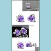 Boucles d'oreilles bijoux améthyste mariage pour femmes violet cristal amour coeur charmes oreille 30% 925-Sterling-Sier grand or blanc superposition goutte Deli