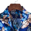 Męskie koszule na co dzień 2022 Mężczyźni Butterfly Drukuj luźne męskie Vintage Collar Collar Długi rękaw Przycisk Topy Camisa Masculina