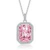 Pingente quadrado incrustado com tesouro azul pingente de tesouro feminino jóias de diamante rosa em corrente feminina