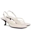 Scarpe eleganti Sandali infradito estivi dal design semplice Bianco Nero Vera pelle Tacco gattino con cinturino Donna